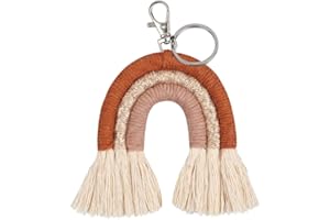 chenpaif Porte-clés Arc-en-Ciel, Tissage Porte-clés Arc-en-Ciel pour Femmes Boho Porte-clés à la Main Porte-clés Sac en macramé Charme Voiture Suspendus Bijoux Cadeaux KEY46