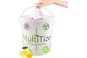 GYMITIZE MultiTize, Multi Purpose Wipes, 100% Biodegradable, Antibacterial Multi Surface Wipes, (1 Bucket 500 Wipes)