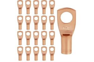 QIDARUSXL 20 Pezzi Capicorda – 4mm2 Capicorda a Occhiello M5 in Rame Ispessito, Terminali a Crimpare ad Anello, Connettori SC Non Isolati, per Auto e Sistemi Elettrici (Oro, SC4-5)