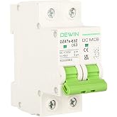 DEWIN DC Circuit Breaker,2P 1000V 63A Miniature Automatic Switches Photovoltaic Circuit Breaker with Overload and Short Circu
