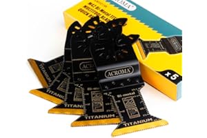 Acroma Lot de 5 lames oscillantes en titane pour outils multifonctions oscillants Pour métal clous boulons vis et autres matériaux durs Compatibles avec Dewalt Rockwell Milwaukee Makita Ryobi Bosch