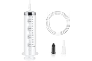 OFFCUP Duża strzykawka 150 ml, z tworzywa sztucznego z wężem i zatyczką, do eksperymentów, plastikowa dozująca, aplikator kleju