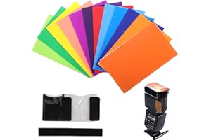 Vidacharmy 12 Stück Fotogelee, Kunststoff Farben Film Gelee Fotografie Gelatine Übereinander Farbfilter für LED-Licht Studio Fotografie Blitz Farbkorrektur - 12 Farben