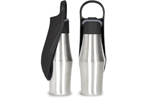 PZCC Bouteille d'eau pour Chien 750ML, Gourde Chien Promenade, Isotherme Bouteille d'eau, Pliable, Portable Acier Inoxydable 304 Bol d'eau Chat, pour Le Camping Le Randonnée (Noir, 750 ML)