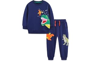 TCWWBB Toddler Boys Clothes Sets Dinosaur Digger Rocket Outfits Kids Long Sleeve Jumper Sweatshirt&Pants Jogger Clothing Set Baby 2 Pieces Crewneck Cotton Winter Outfit Set Age 1-7 Years Old