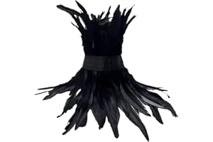 Huahuanghui Collare Piuma Halloween, Collare Piuma Naturale, Gotico Piuma Naturale Girocollo, Collana da Donna Gotica con Piume, Halloween Carnevale Cosplay Costume