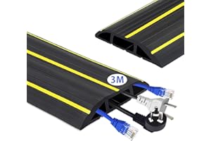 JAHOMFAI Bodenkabelschutz 3M Heavy Duty Kabelabdeckung 3 Kabelkanäle Bodenkabelabdeckungen schützen Kabel und verhindern Stolperfallen für Haus, Lager, Outdoor, Büro, Werkstatt, Garage (3M, Schwarz)