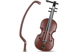LOCKGO Miniature Violin Wooden Model with Bow Stand Support, World's Smallest Violin Dollhouse Decor, Mini Violins Gift Birthday Funny Crafts, Tiny Musical Instrument Models for Decoration Home & Office