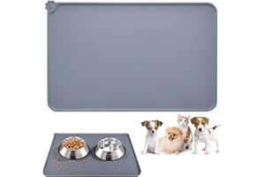 Emwel Dog Food Mat, Silicone Dog Bowl Mat, Non-Slip Cat And Feeding Mat, Waterproof Dog Placemat L (47 * 30)