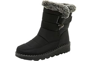 GENERISCH Bottes d'hiver pour femme - Imperméables et antidérapantes - Bottes de neige classiques plates et chaudes - Bottes de randonnée - Bottes d'hiver doublées - Bottes d'hiver doublées - Bottes de neige