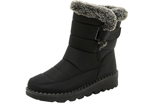 Bottes d'hiver pour femme - Imperméables et antidérapantes - Bottes de neige classiques plates et chaudes - Bottes de randonnée - Bottes d'hiver doublées - Bottes d'hiver doublées - Bottes de neige