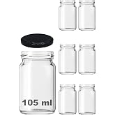Afracam 105 ml Metal Siyah Kapaklı 105 cc Şeffaf Konserve Cam Kavanoz 6 Adet