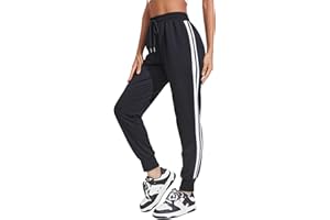 COOrun Jogginghose Damen Jogger Sporthose Sommerhose Trainingshose Streifen Sweatpants Stretch Bequeme Strandhose Freizeithose mit Taschen für Sport Yoga Tanz Jogging
