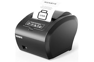 MUNBYN USB Impresora de Ticket Térmica, Impresora Recibos 80mm, Velocidad de Imprimir 230mm/s ESC/POS Compatible con Windows/Mac/Chromebook, Sin LAN