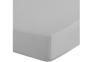 Eurofirany - Prześcieradło z gumką 100 x 200 cm - prześcieradło Basic z bawełny z gumką z gumką, wytrzymałe - na grube materace głębokość 30 cm - wiele kolorów, srebrne