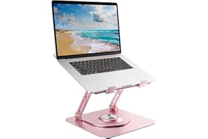 EPHERIE Soporte para Computadora Portátil,Soporte de Escritorio para Portátil con Base Giratoria de 360°,Soporte Ergonómico para Ordenador para Trabajo Colaborativo,Altura Regulable Elevador PC Compatible