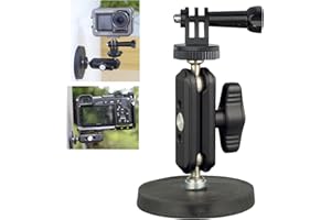 FOTOBETTER Magnetic Action Camera Mount with Dual 1/4" Ball Head Articulating Magic Arm, Magnetic Strong Suction Camera Car Mount Compatible with GoPro Insta360 DJI Osmo Action