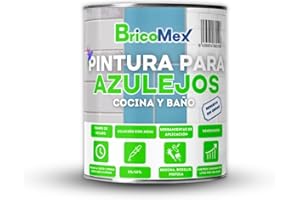 BRICOMEX Pintura para Azulejos Acabado Satinado | Gran Adherencia | Secado Rápido | Resistente al moho y hongos (4 LITROS, BLANCO)