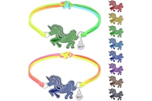 TSLRSA 2 Pcs Braccialetto BFF con ciondolo a forma di unicorno - Colore cangiante - Braccialetto dell'amicizia dai colori vivaci - Un regalo unicorno per una ragazza o un bambino per il suo compleanno