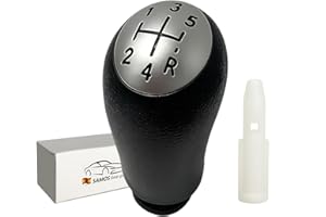 Samos® Pomo Palanca de Cambios 5 Velocidades Negro para Coche + Adaptador - Compatible con Renault Clio, Megane, Scenic, Laguna, Kangoo, Modus, Twingo, Dacia Duster, Logan...