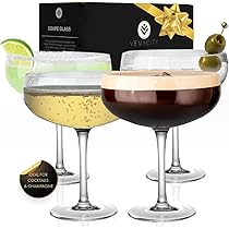 Set 4 Bicchieri Cocktail Coupe In Cristallo VEMACITY - Per Martini, Champagne, Con EBook Ricette - Foto 2