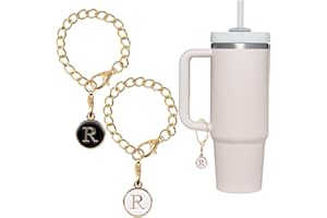 SHANFAA 26 Letter Charm Accessories for Stanley Cup 2PCS Initial Name ID Personalized Handle Charm for Stanley Tumbler (R)