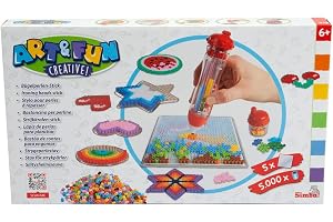 Simba 106374618 Art och Fun strykpärlpinne med 5000 pärlor, 5 hylsplattor, motivmallar, strykpärlor, från 6 år