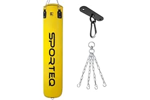 Sporteq Dyno Heavy Filled Punch Bag 3FT, 4FT & 5FT for All Ages & Genders | Punching Martial Arts Kickboxing Muay Thai Karate Boxing | Home & Commercial Gym Use