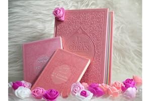 Pack Cadeau rose clair pour femme musulmane : Le Saint Coran Rainbow (français/arabe/phonétique), Les 40 hadiths an-Nawawî et La citadelle du musulman