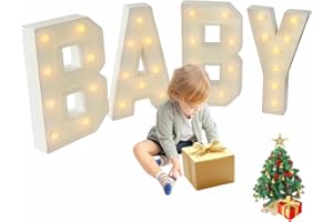 Garbenat LED Buchstaben Lichter BABY 3D Alphabet Lampe Upgraded KT-Board Geburtstag Dekoration Lichter 100cm Hohe Groß Leuchtbuchstaben mit 32 LED-Birnen für Baby-Geburtstag, Jahrestag Party