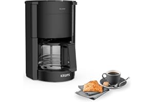 ‎KRUPS Krups F30908 ProAroma Filterkaffeemaschine mit Glaskanne, 1,25L Füllmenge, 10-15 Tassen, 1050W, Schwarz