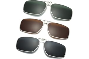 Long Keeper 3-pak spolaryzowanych okularów przeciwsłonecznych z klipsem na okulary na receptę dla mężczyzn i kobiet, antyodblaskowe, do jazdy samochodem, wędkarstwo clip-on flip up okulary