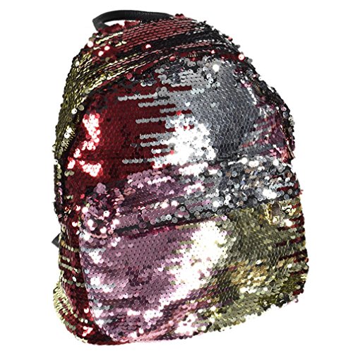 Preisvergleich Produktbild Yolease PU Leder Pailletten Glitzer groß Frauen Rucksack Reißverschluss Bling Schultasche Reisetasche, Damen, Gold Color