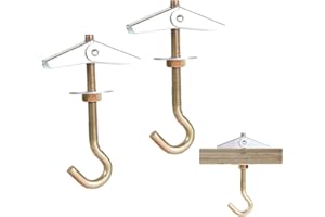 xinsheng 5 Pcs Crochets de Plafond M6 / 85mm Crochet de Fixation au Plafond en Acier au Carbone Ressorts a Bascule Aile Boulons Crochets de Plafond Antirouille pour Plafond Plantes Mur Maison