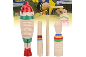 Weiyiroty Fish-Shaped Guiro, Exquisite Educational Music Toy, Wood 2 Sets Percussion Instrument, for Developing Kids Music Potential Early Education Instrument