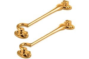 XFORT® 100mm Brass Cabin Hook, Gate Latch, Door Latch, Door Hook, Hook and Eye Latch, Cabin Hook, Gate Hook, Hook and Eye, Garden Gate Latch, Door Catch, Gate Latches, Door Hook and Eye Latch.