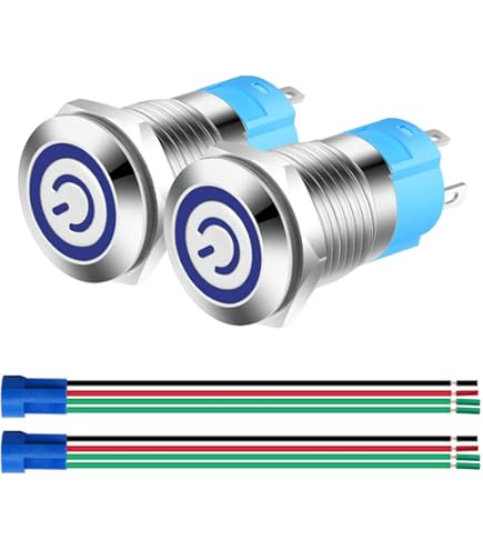 GUUZI 220V-230V/15A Kortstondige Drukknop NO Waterdicht Blauw LED-licht Verlicht 16mm Metalen Startknop met Stopcontactstekkerdraad GUUZI 220V-230V/15A Kortstondige Drukknop NO Waterdicht Blauw LED-licht Verlicht 16mm Metalen Startknop met Stopcontactstekkerdraad