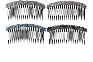 HNJUSR 4 Pezzi Pettine per Capelli 20 Denti Strass Pettine Fermagli Clip da Sposa Capelli Pettini Accessorio per le Donne Ragazze,Fermagli per capelli in plastica trasparente per capelli,Colori Assortiti