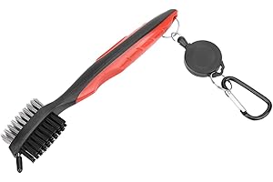 TBEST V Szczotka do kijów golfowych GEBY, dwustronna szczotka do kijów golfowych z plastikowym włosiem PP + włosie stalowe Szczotka do czyszczenia rowków kijów golfowych do kijów golfowych, buty golfowe (czerwone)