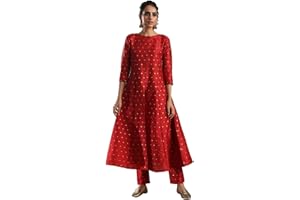 ELINA FASHION Indisches Kurti für Damen mit Hose | Kunstseide gewebtes Kurta-Kurtis-Kleid für Frauen Tops Tunika
