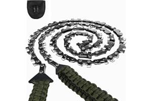 Uadme Scie Chaine à Main, Scie de Poche de Survie, Tronçonneuses Manuelles, 11 Dents, avec Poignée Parachute, Câble Scies pour la Survie Gear, la Camping, la Chasse