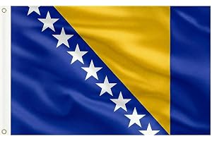 AhfuLife Bosnien och Hercegovinas flagga 1,5 m x 0,9 m för festdekor, 1 st stor Bosnien-Hercegovina-flagga polyester dubbelsidig med mässingsöljetter för VM trädgård gata inomhus utomhus