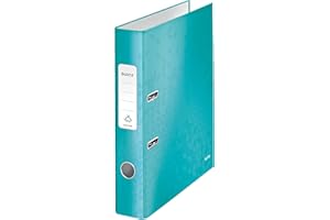 ‎LEITZ Leitz Qualitäts-Ordner 180°, A4, schmal, 5,2 cm Rückenbreite, laminierte Graupappe, Eisblau, WOW Serie, 10064051