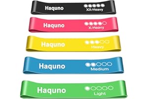 FOLAI Haquno - Fasce Elastiche per Fitness, Elastiche di Resistenza, con Guida di Esercizi, 5 Bande Elastiche da Fitness, in Lattice Naturale, per Allenamento di Forza, Pilates, Bodybuilding, Yoga…