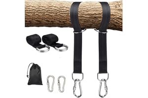 OVYUZHEN Tree Swing Hanging Straps, 5/10ft Long Polyester Straps with 2 Heavy Duty Safety Lock Carabiner Hooks, Holds Up to 2200lb, Perfect for Garden, Hammocks, Black