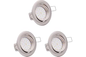 Lumare LED Downlight 4W dimmerabile | Set di 3 | 400lm, IP44 | Profondità d'incasso 27mm, Ø68mm | Bianco caldo | Rotondo argento | Modulo luce intercambiabile