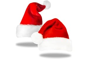 JOYSAL 2 Stück Weihnachtsmütze, Nikolausmütze Erwachsene plüsche weihnachtsmann mütze, für festliche Partys im neuen Jahr