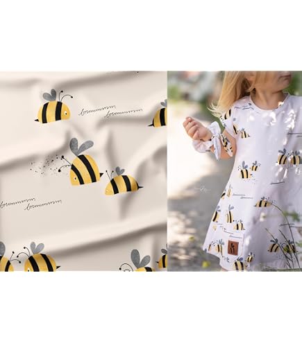 Stoff Mit Hummel-Motiv | 100% ägyptische Baumwolle | Superweich | 140 Cm Breit | Für Nähen, Quilten, Patchwork