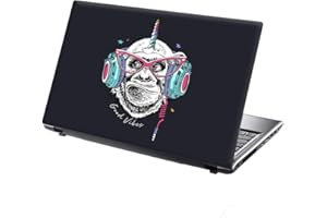 TaylorHe 13-14 inch (34cm x 23.5cm) Laptop Skin Vinyl Decal MADE IN BRITAIN Funky Music Unicorn Monkey