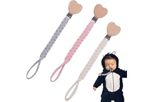 KEORHEZ 3 PCS Schnullerkette, Schnullerkette Mädchen, Baby Cup Catch mit Verstellbarem SchnullerClip, Kinderwagenkette für Kinderwagen Zubehör, Hochstühle, Baby Flaschen